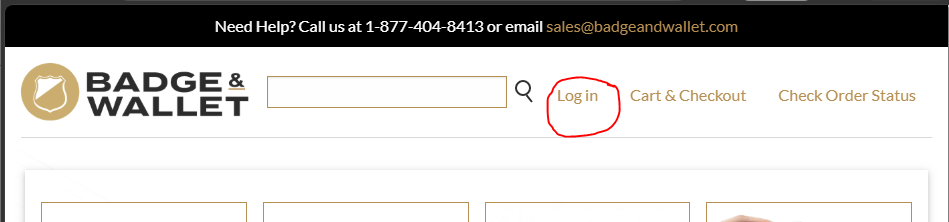 Log in button on desktop